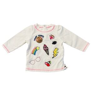 ROSIE POPE BABY CUTE LONG SLEEVE WHITE WITH APPLIQUÉ SIZE 6-9 MONTHS